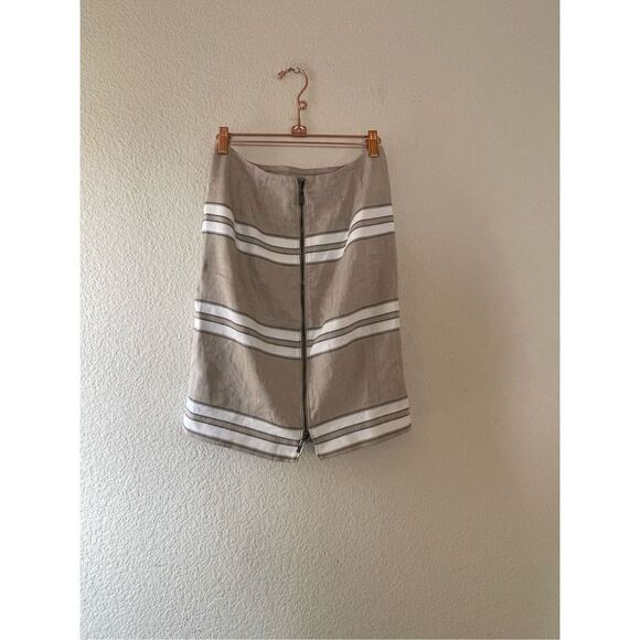 Worth Dresses & Skirts - Worth New York linen striped pencil skirt front‎ zipper size 0